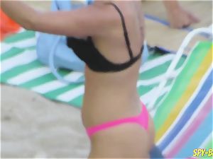 rosy bikini first-timer bare-breasted voyeur Beach damsels