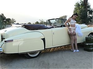 Lana Rhoades antique car puss play